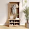 Flash Furniture Paisley 31.5in. Wide Hall Tree w/Bench, 3 Single Storage Hooks, and 4 Lower Storage Cubbies NAN-FY-HY-HT06-WTHWD-GG - alternate 1